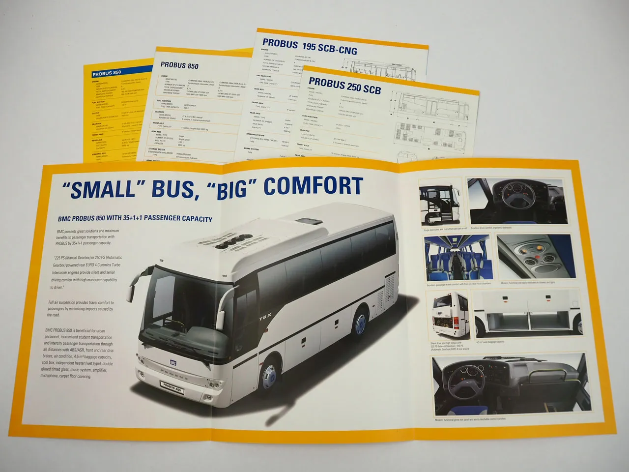 BMC 195 250 850 Probus Citybus Reisebus 5x Prospekt Brochure 2004/08
