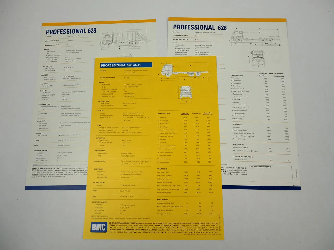 BMC 628 Professional Truck LKW 3x Prospekt Brochure 2004/06