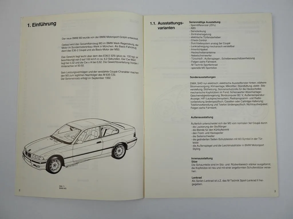 BMW 3er M3 E36 Kundendienstschule Service Training 1992
