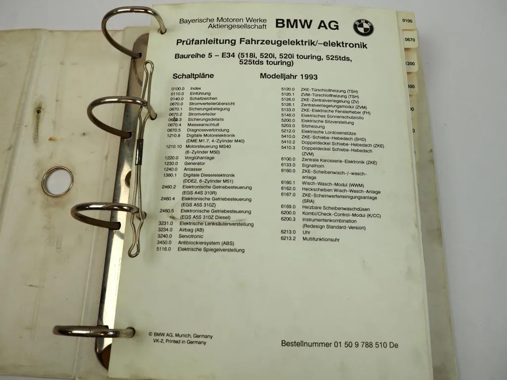 BMW 518i 520i touring 525tds E34 1993 Werkstatthandbuch Schaltpläne Elektrik Bd1
