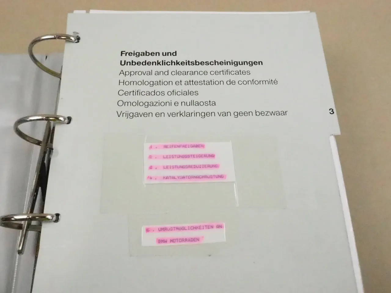 BMW Motorrad TÜV Freigaben Umrüstungen Unbedenklichkeitsbescheinigungen
