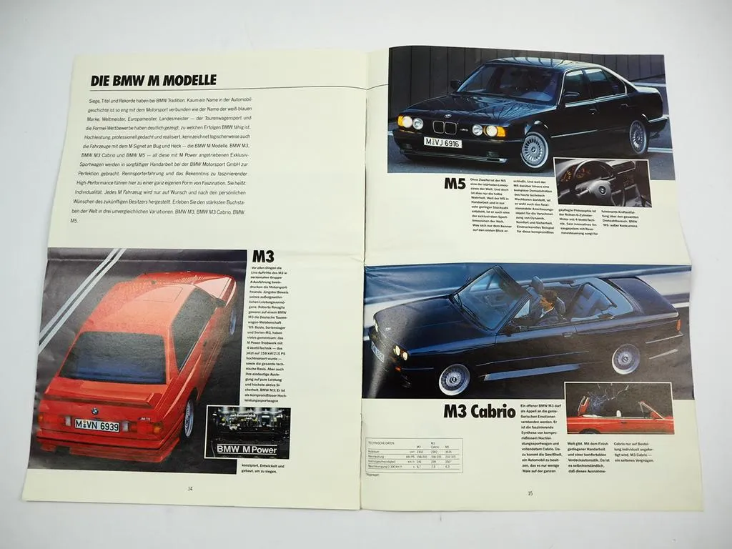 BMW PKW 316i bis 850i 3er 5er 7er Reihe M3 M5 Z1 Programm 1990 Prospekt