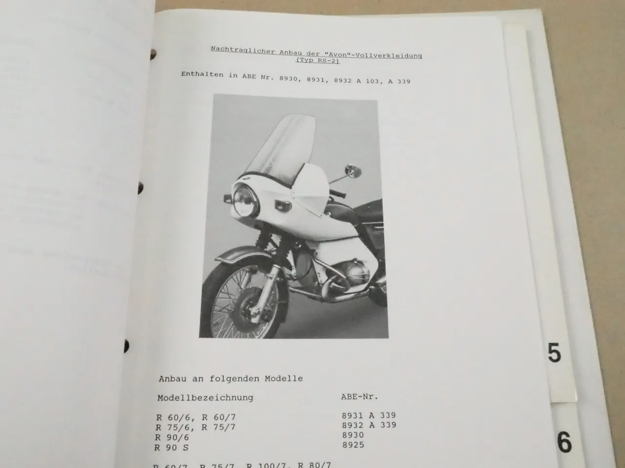 BMW R 50 - 100 K 75 100 Motorrad TÜV Umrüstung Unbedenklichkeitsbescheinigungen