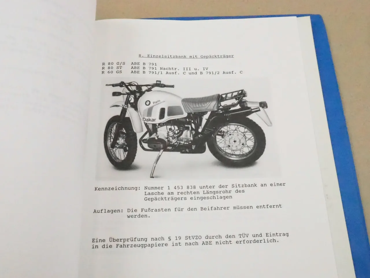 BMW R 50 - 100 K 75 100 TÜV Umrüstung Umrüstmöglichkeiten Freigaben 1992