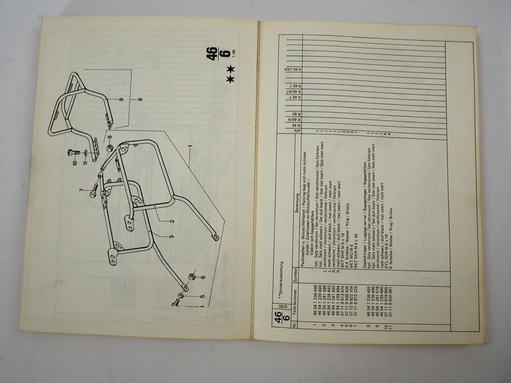 BMW R45 R65 Ersatzteilliste Behelfskatalog bis 1980 Auxiliary parts Catalouge