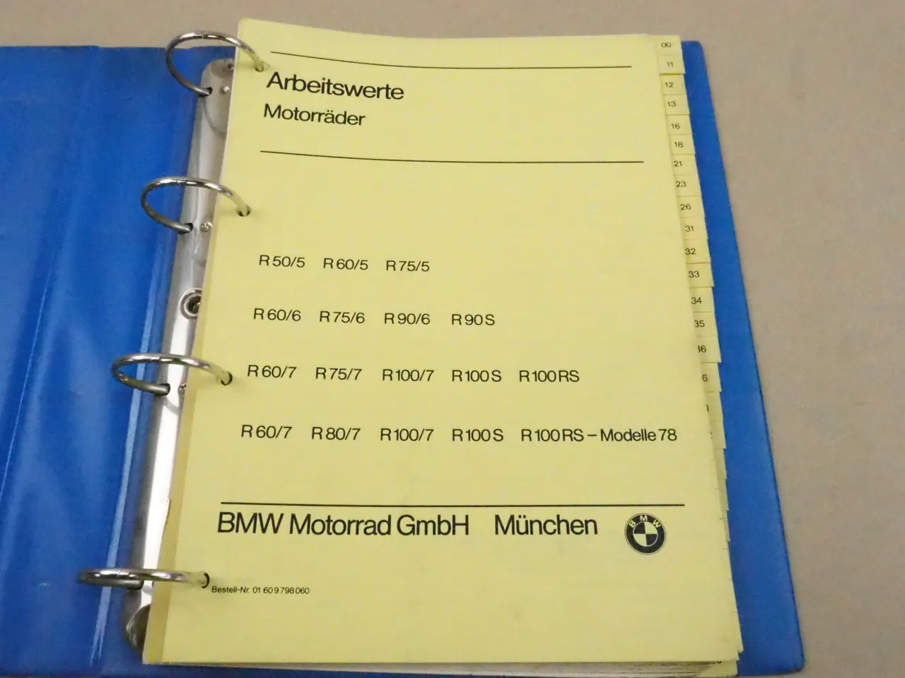 BMW R50 60 75 90 100 /5 /6 S RS 1969 - 1978 Arbeitswerte Reparaturzeiten