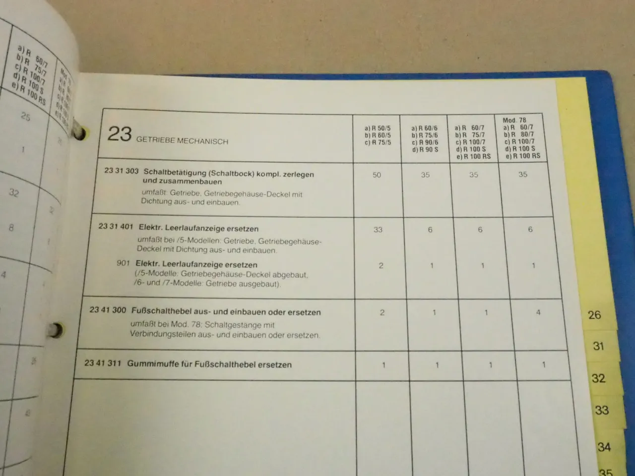 BMW R50 60 75 90 100 /5 /6 S RS 1969 - 1978 Arbeitswerte Reparaturzeiten