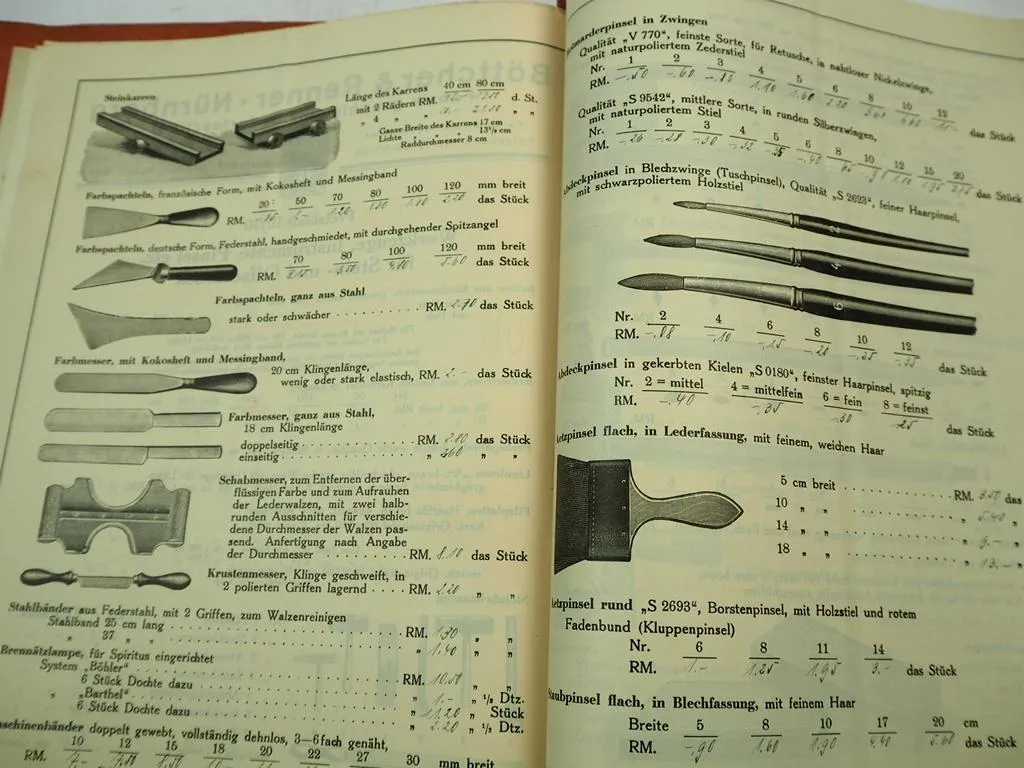 Böttcher & Renner Nürnberg Katalog graphische Bedarfsartikel Zirkel Druckerei 1930er
