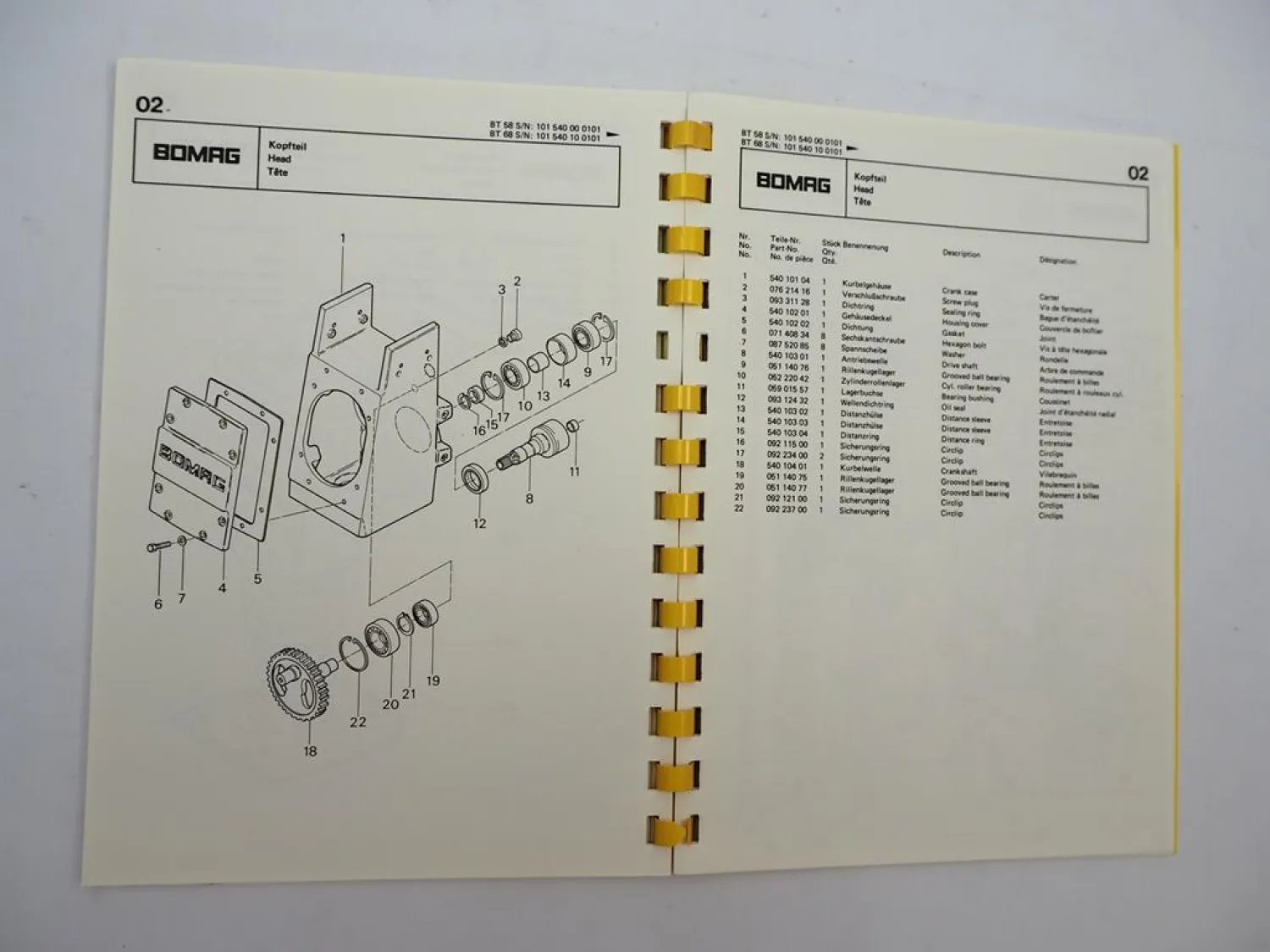 Bomag BT58 BT68 Vibrationsstampfer Betriebsanleitung Reparatur Ersatzteilliste
