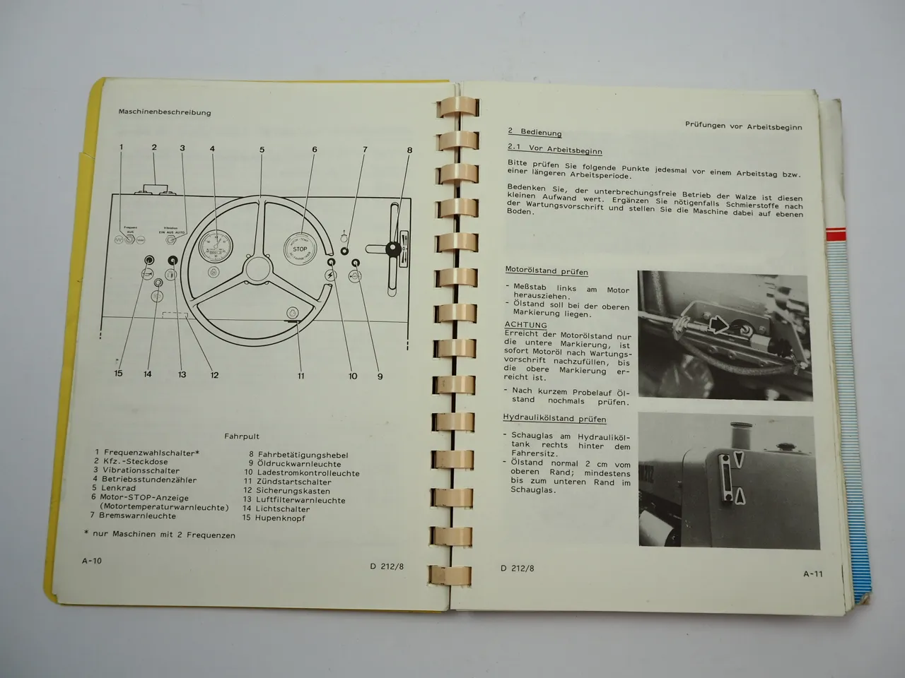 Bomag BW 212 D PD Walze Betriebsanleitung Bedienung mit Deutz F6L 912 Motor 1984