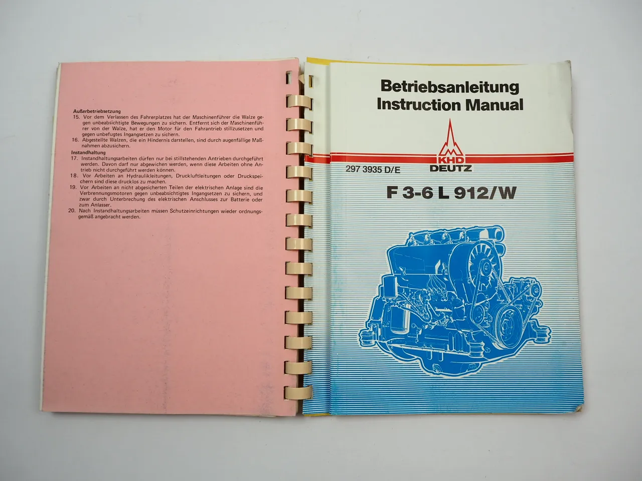 Bomag BW 212 D PD Walze Betriebsanleitung Bedienung mit Deutz F6L 912 Motor 1984