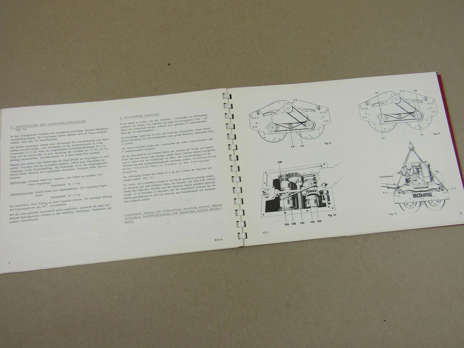 Bomag BW80S Walze Bedienung Wartung Ersatzteilliste 1980 + Hatz Motor 1969/70