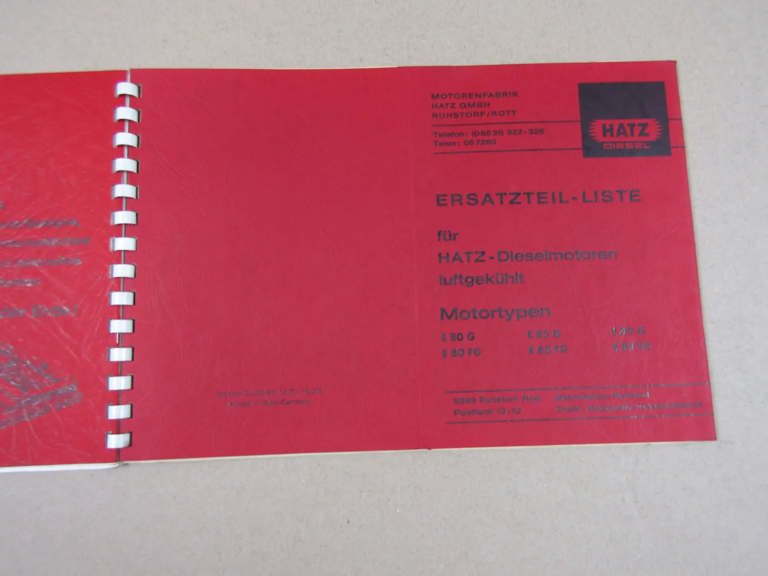 Bomag BW80S Walze Bedienung Wartung Ersatzteilliste 1980 + Hatz Motor 1969/70