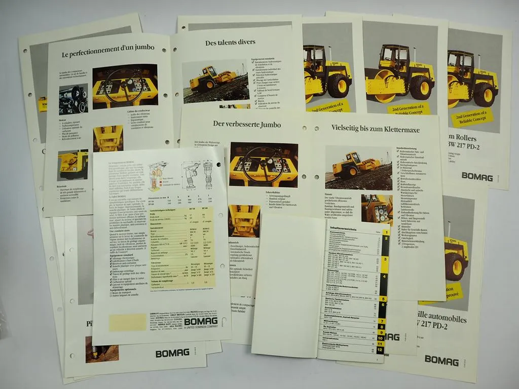 Bomag Walzen Walzenzug Vibrationsstampfer Gesamtprogramm 22x Prospekt 1990er J.