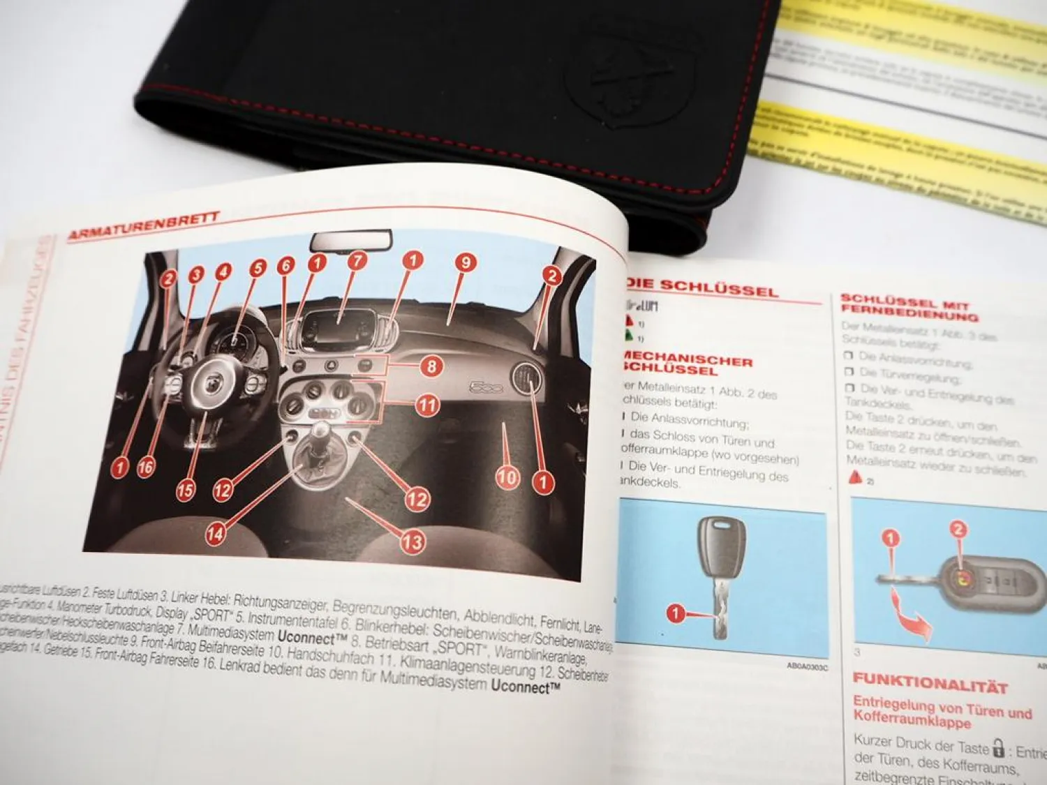 Bordmappe Abarth 595 595C Betriebsanleitung 2017 Bedienung Handbuch Deutsch FCA