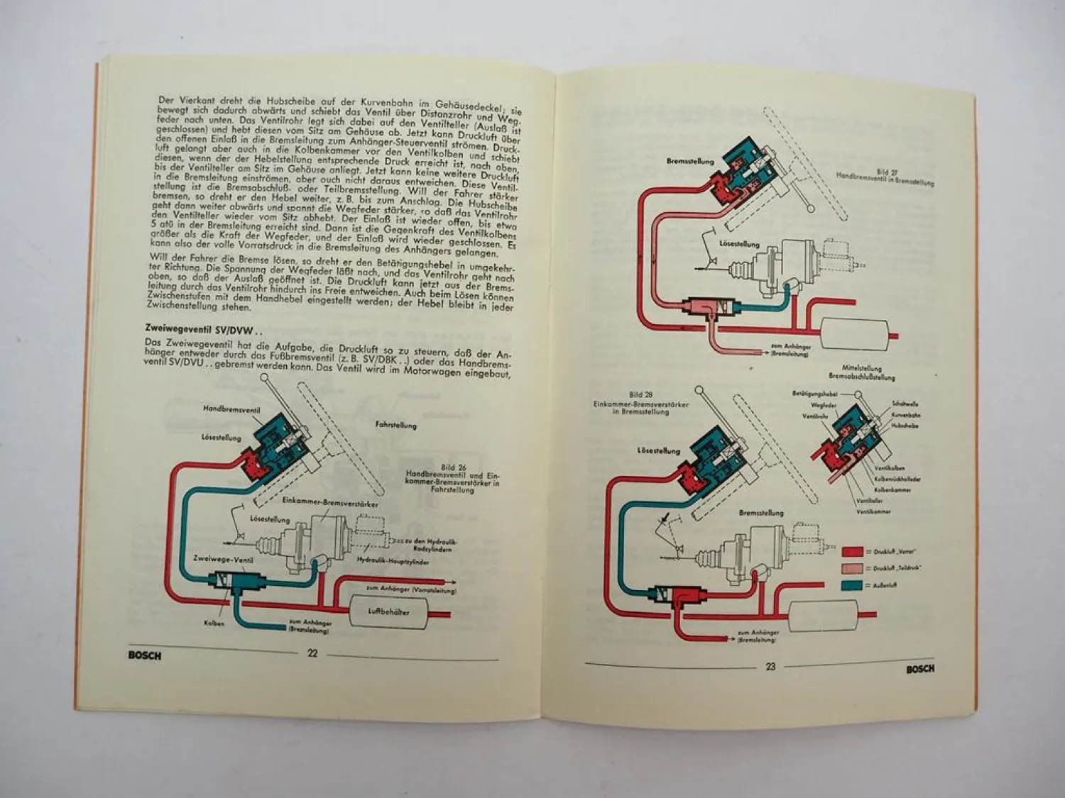 Bosch Druckluft Servobremse mit Einkammer Bremsverstärker SV / DKB Handbuch 1962
