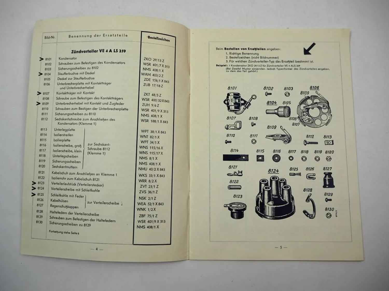 Bosch Ersatzteile Ersatzteilliste für Opel Kadett PKW Lieferwagen Modell 1939