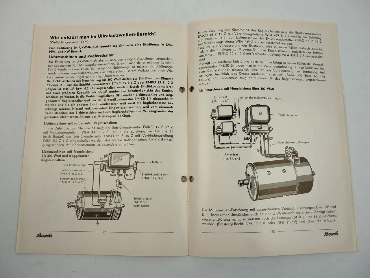 BOSCH Funk Entstörungen der elektrischen Anlage im Kraftwagen Handbuch 1956