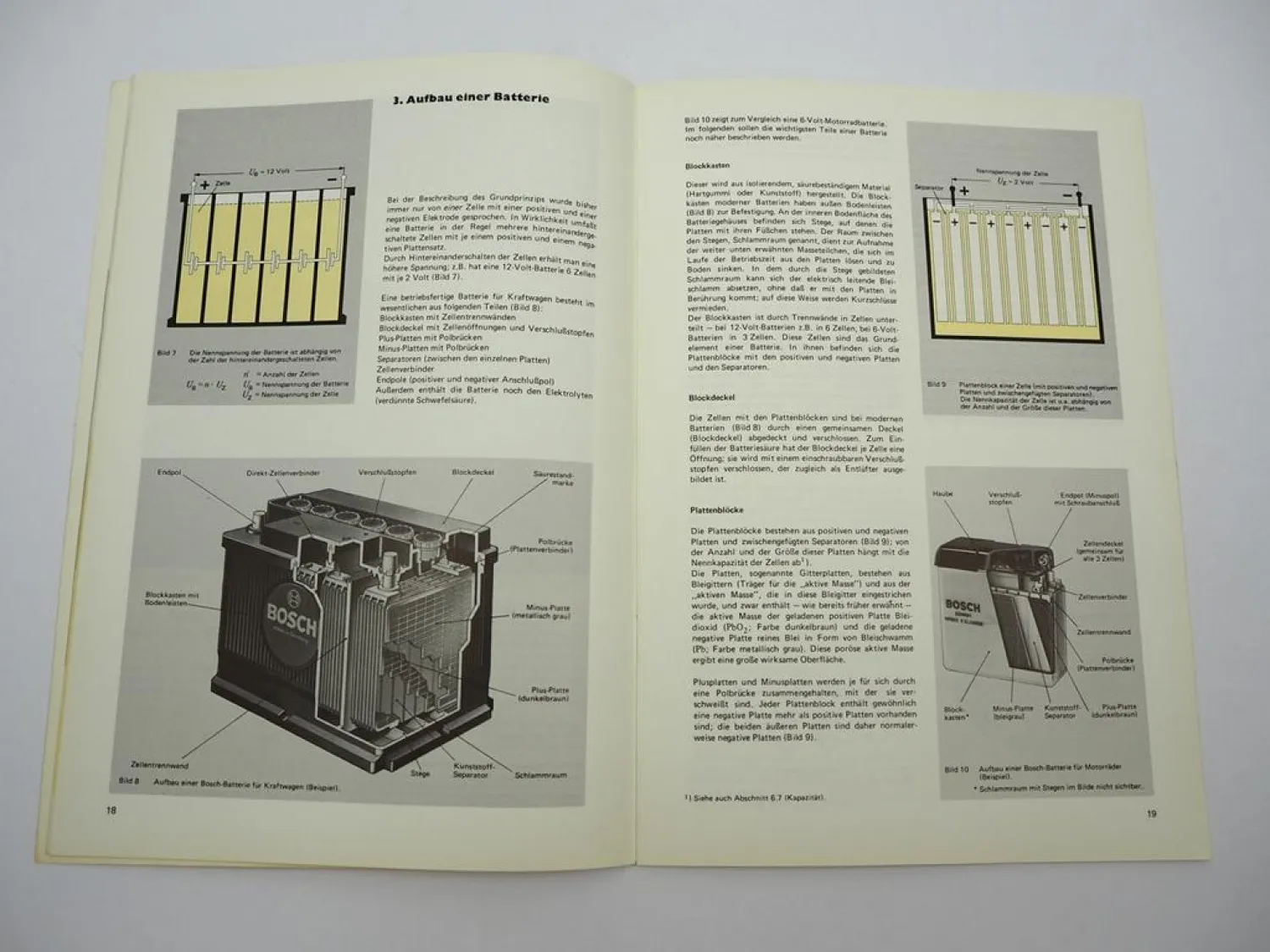 Bosch Technische Unterrichtung Batterien Bleiakkumulatoren in KFZ 1974 Schulung