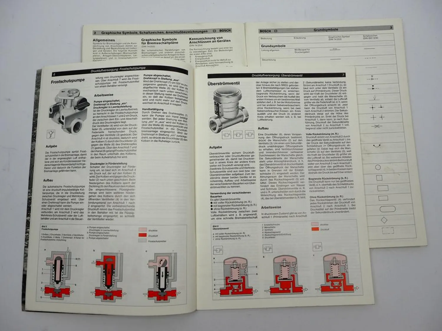Bosch Technische Unterrichtung Druckluftbremsanlagen Geräte Symbole 1982/83