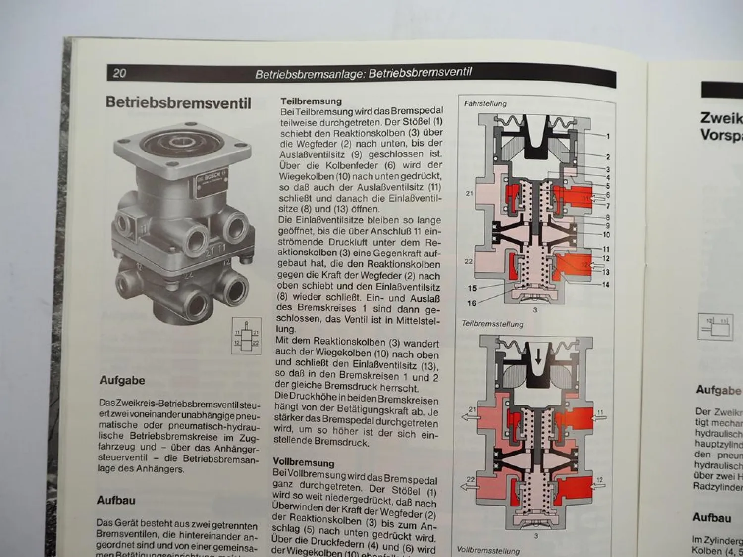 Bosch Technische Unterrichtung Druckluftbremsanlagen Geräte Symbole 1982/83