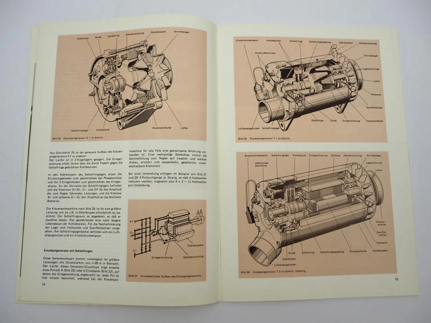 Bosch Technische Unterrichtung Generatoren in KFZ 1972 Schulunghandbuch
