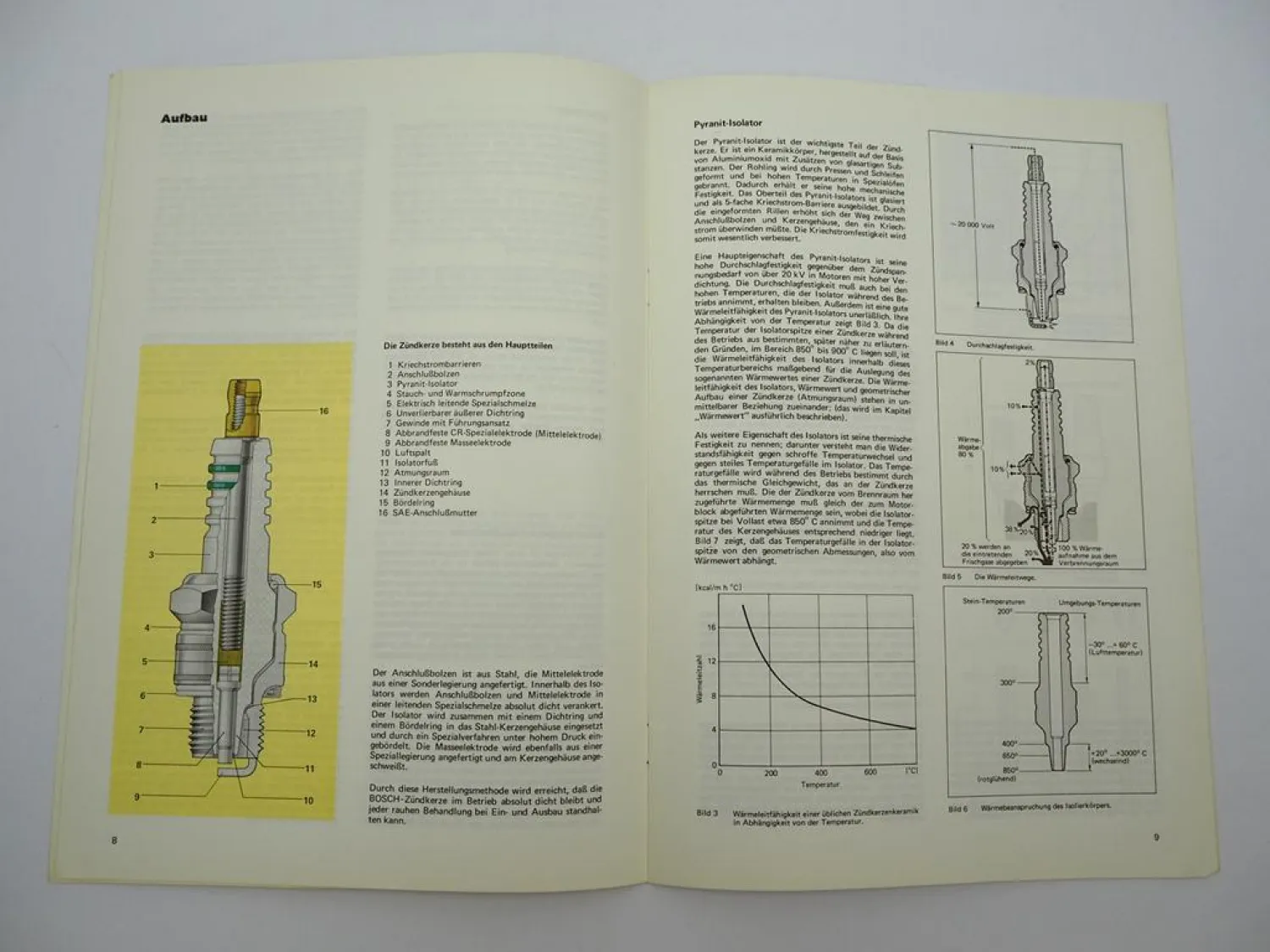 Bosch Technische Unterrichtung Zündkerzen Einbau Wartung Fehlersuche in KFZ 1970