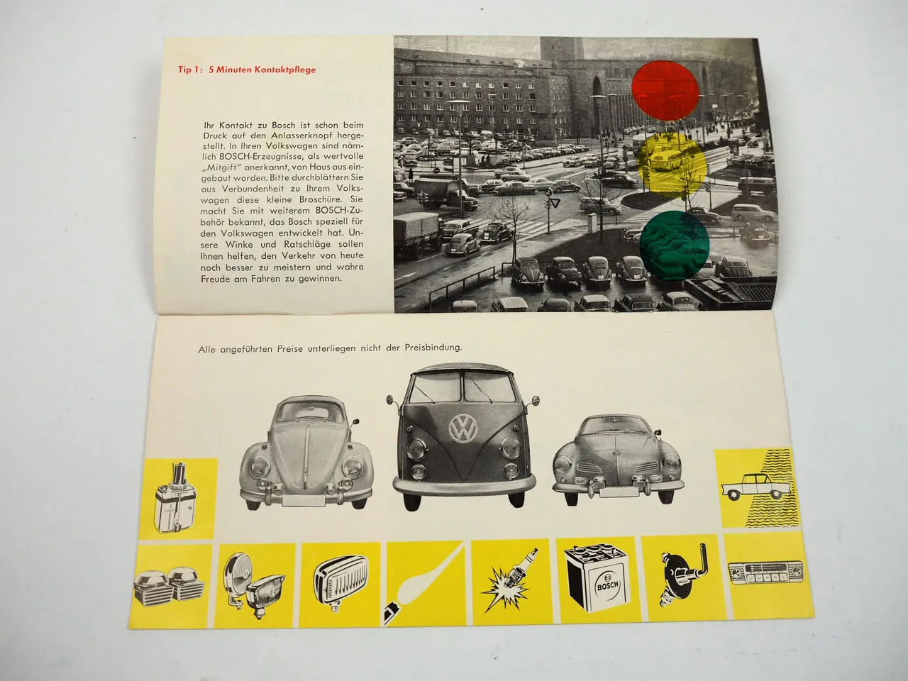 Bosch VW Käfer Karmann T1 Transporter Prospekt 1950/60er Jahre
