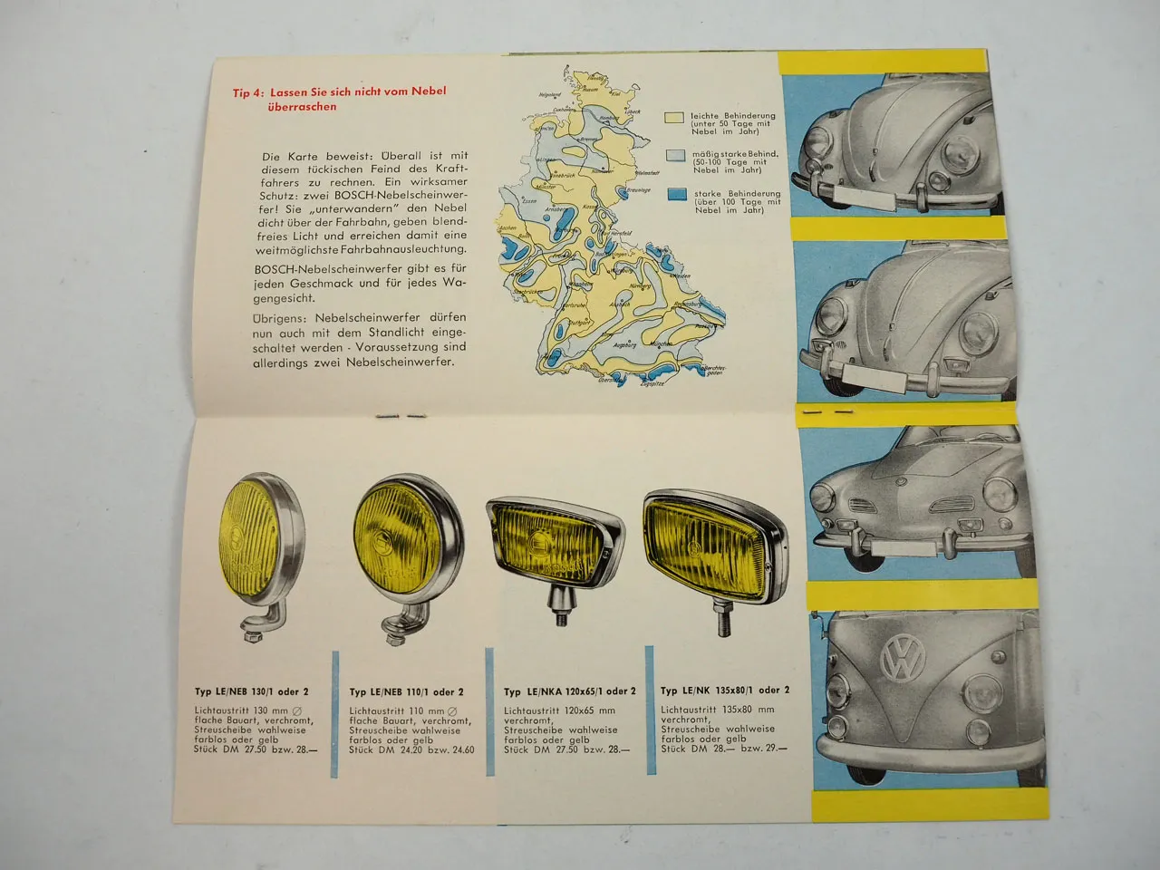 Bosch VW Käfer Karmann T1 Transporter Prospekt 1950/60er Jahre