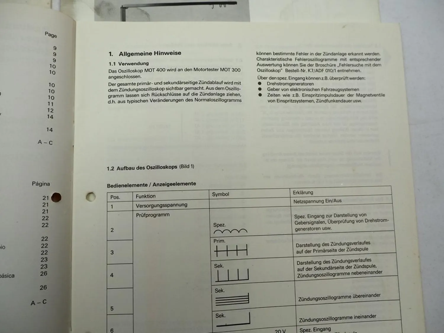 Bosch Zündungsoszilloskop MOT400 Gerätewagen Betriebsanleitung Bedienung 1981/84
