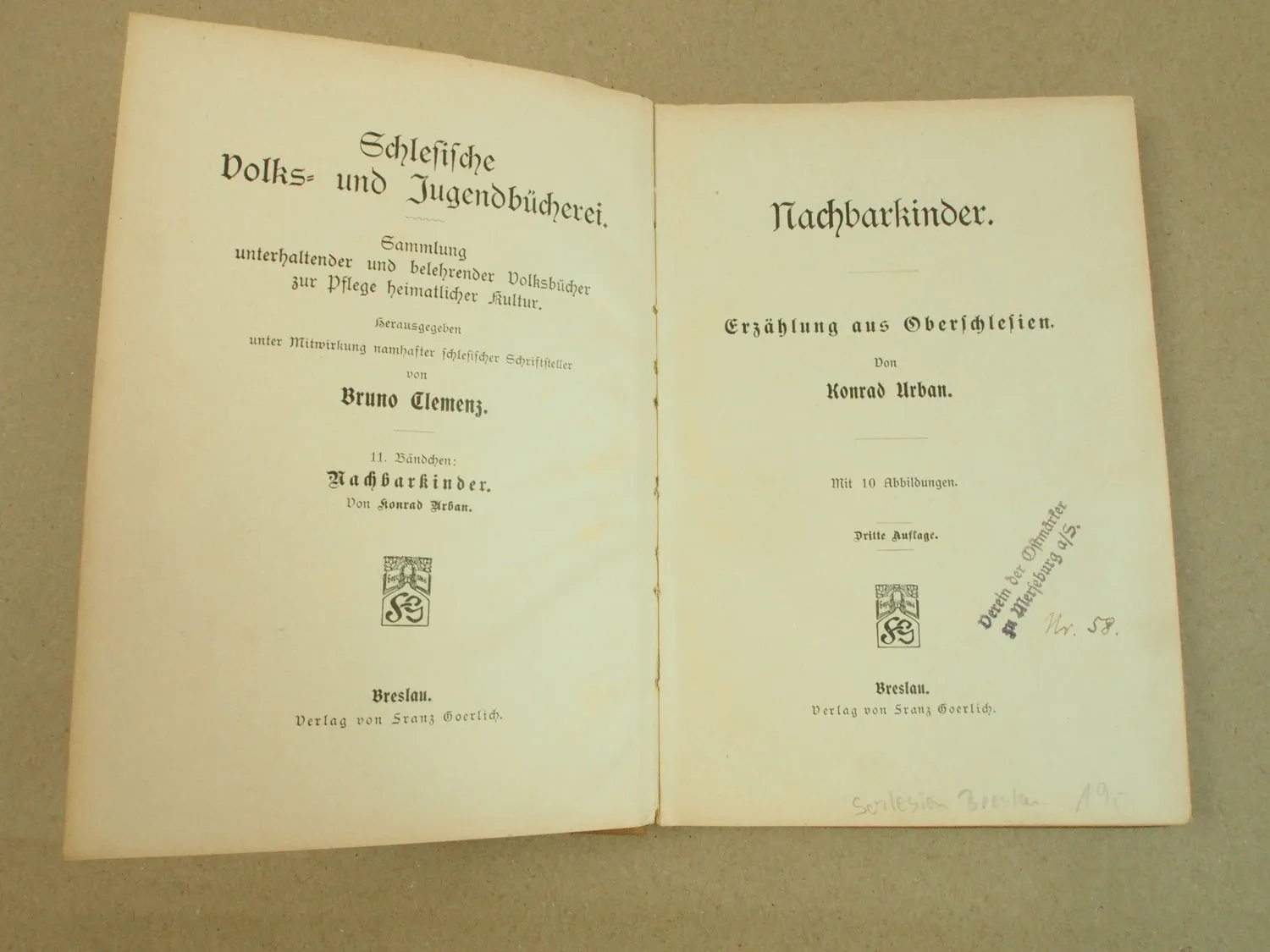Breslau Schlesische Volks- und Jugendbücherei 11. Bändchen Nachbarkinder Urban