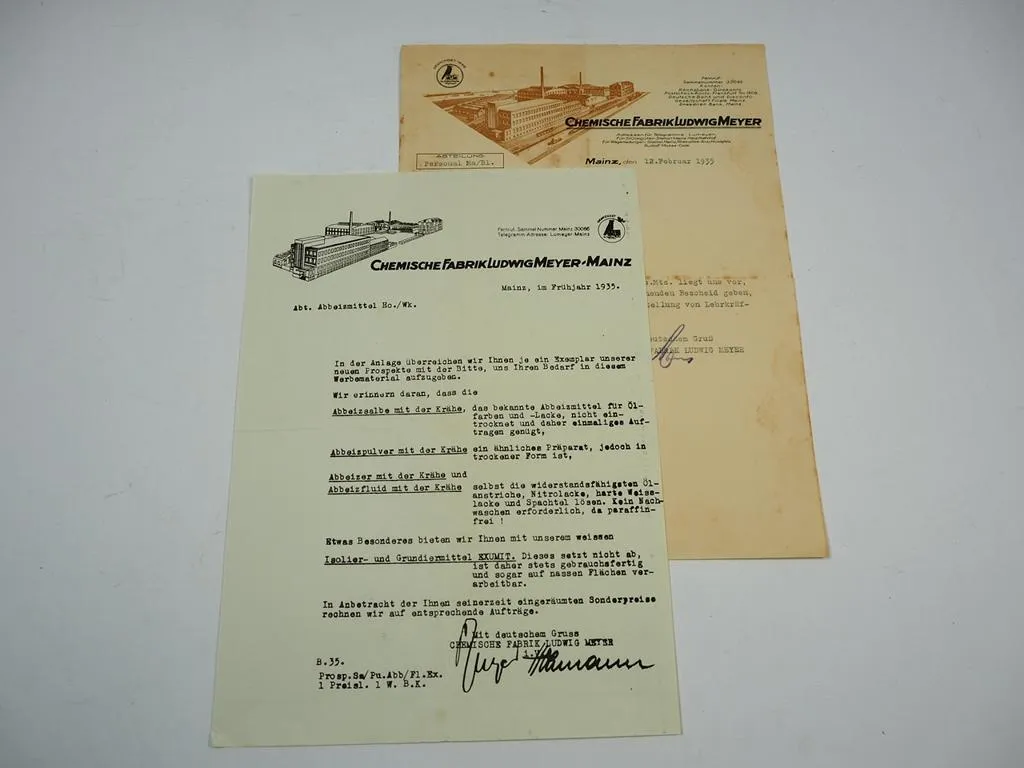 Brief Chemische Fabrik Ludwig Meyer Mainz 1935