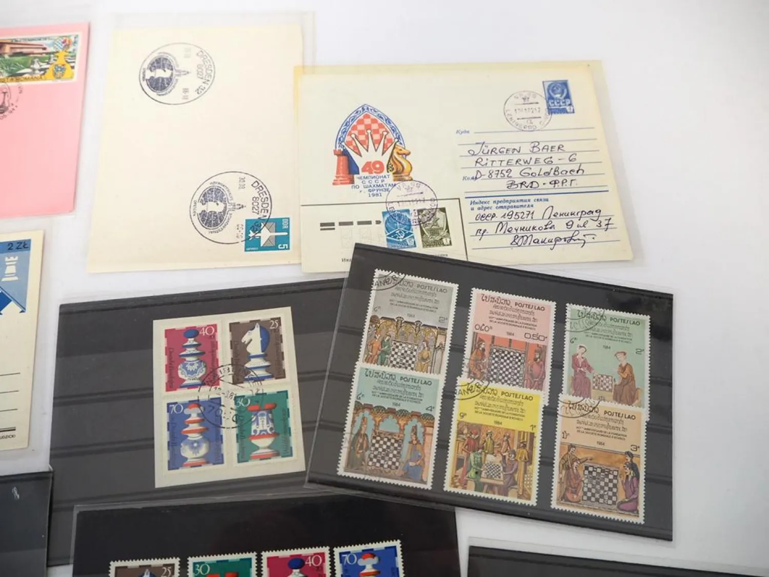 Briefe Briefmarken Thema Schach 1947/94 DDR BRD Ausland