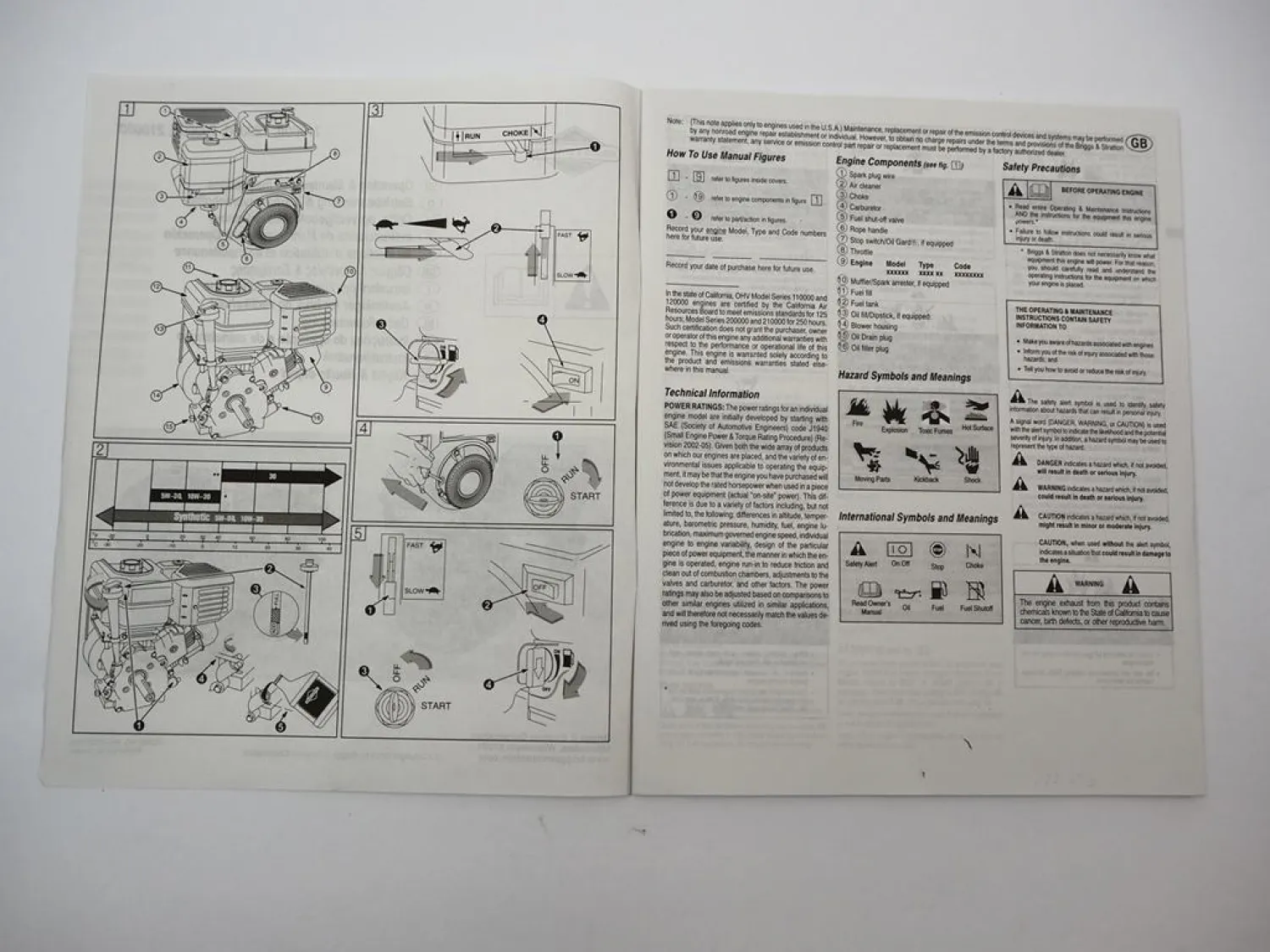 Briggs & Stratton 110000 120000 200000 210000 Motor Betriebsanleitung Operating