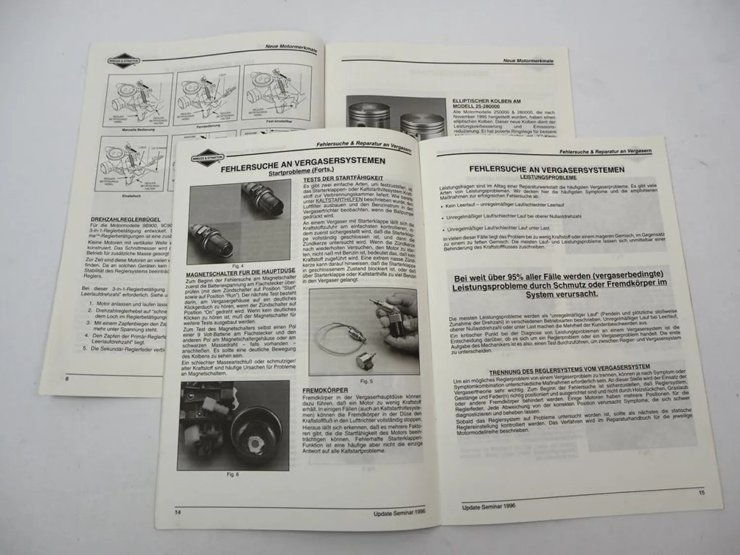 Briggs & Stratton 4x Zeitschrift Update Seminar mit Neuerungen 1996 - 2001