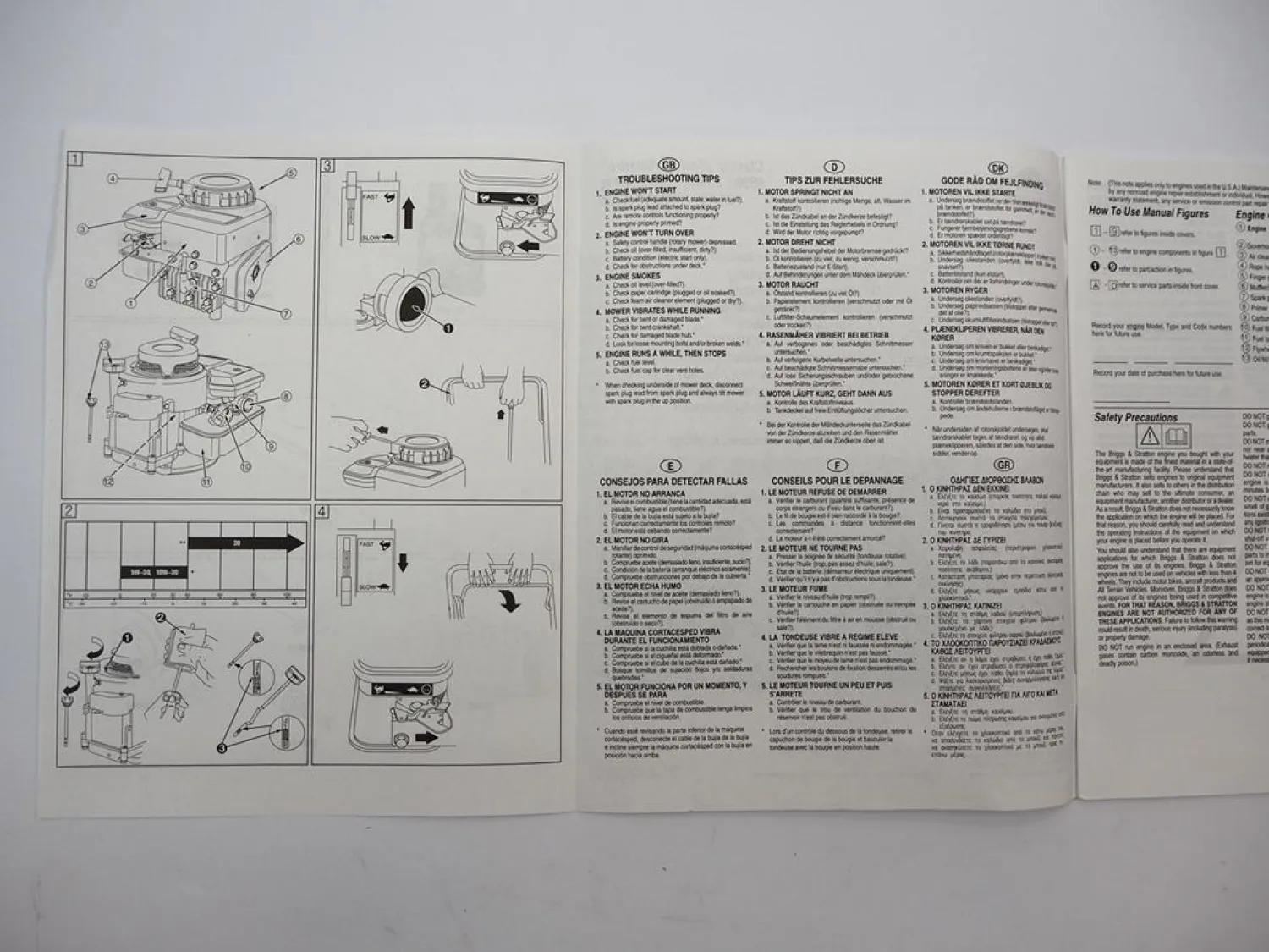 Briggs & Stratton 9B900 9C900 9D900 98900 10A900 10B900 10C900 Betriebsanleitung