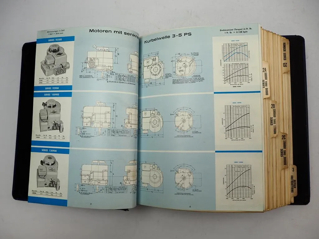 Briggs & Stratton Motor Reparatur Werkstatthandbuch Ersatzteilliste 1970er Jahre
