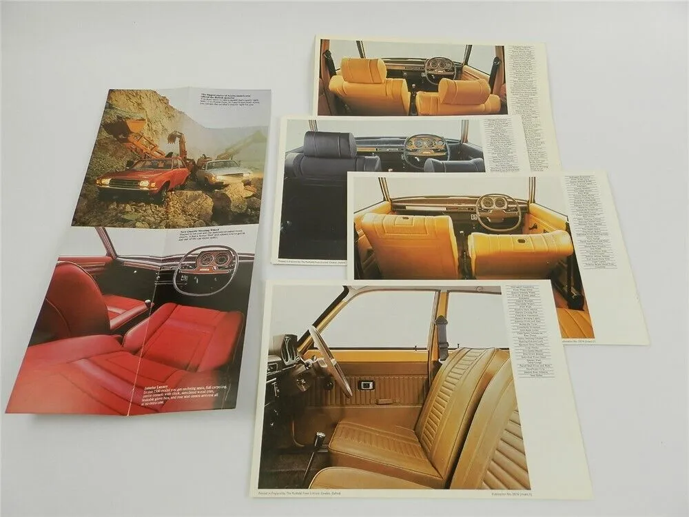 British Leyland UK Cars Austin Allegro 5x Prospekt Brochure 1970er Jahre