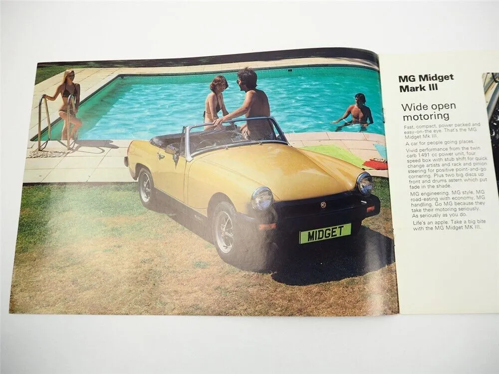 British Leyland UK Cars MG Midget MGB GT V8 Prospekt Brochure 1970er Jahre