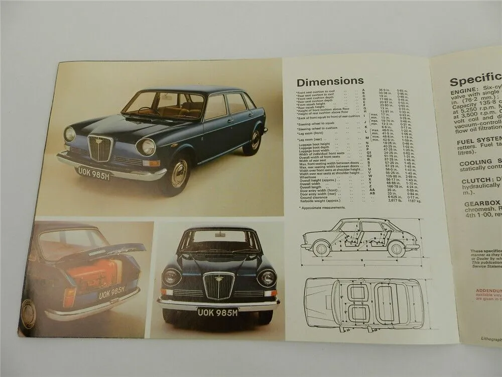British Leyland UK Cars Wolseley Six Prospekt Brochure 1973