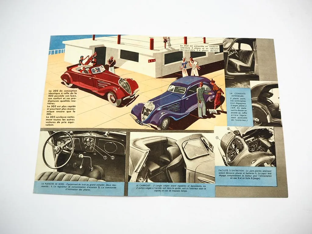 Brochure Peugeot 302 402 ca. 1940 Prospekt in französisch