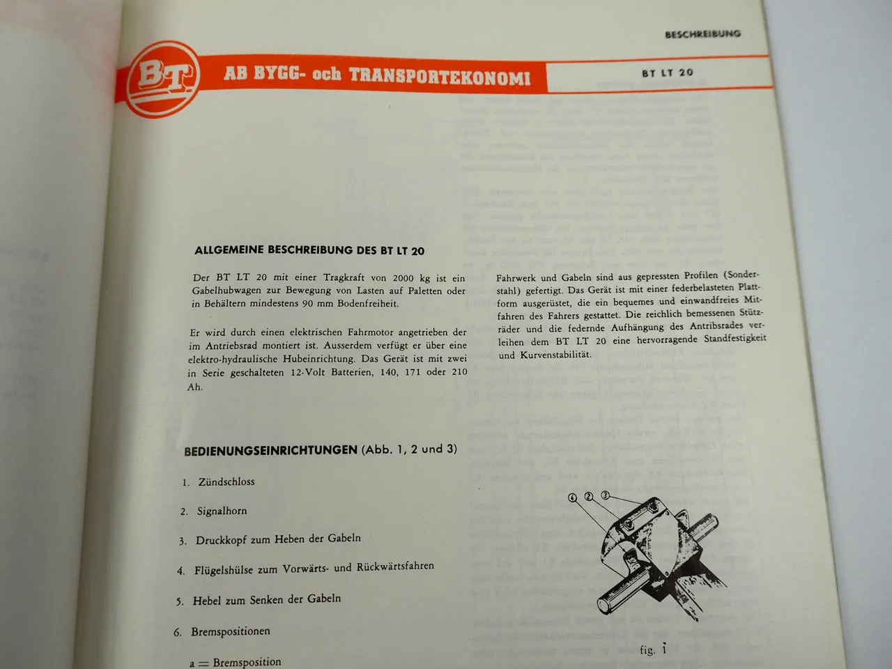 BT LT20 A B Stapler Hubwagen Betriebssanleitung Ersatzteilliste