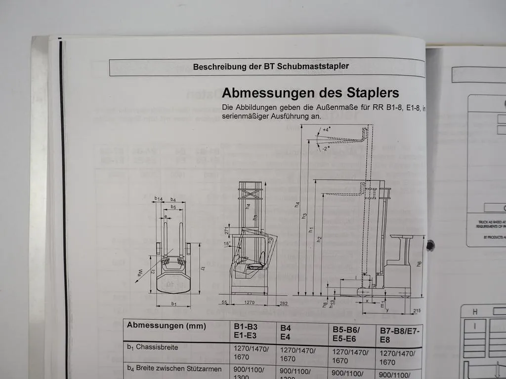 BT RR B1-8 B1C-8C E1-8 E1C-8C Schubmaststapler Bedienungsanleitung 2007