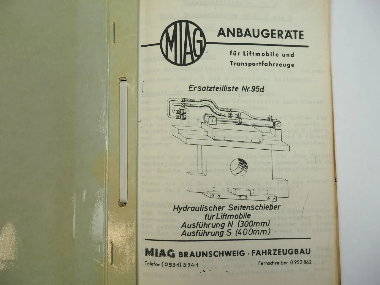 Bühler MIAG DFG3.2W Gabelstapler Bedienungsanleitung Ersatzteilliste Anbaugeräte