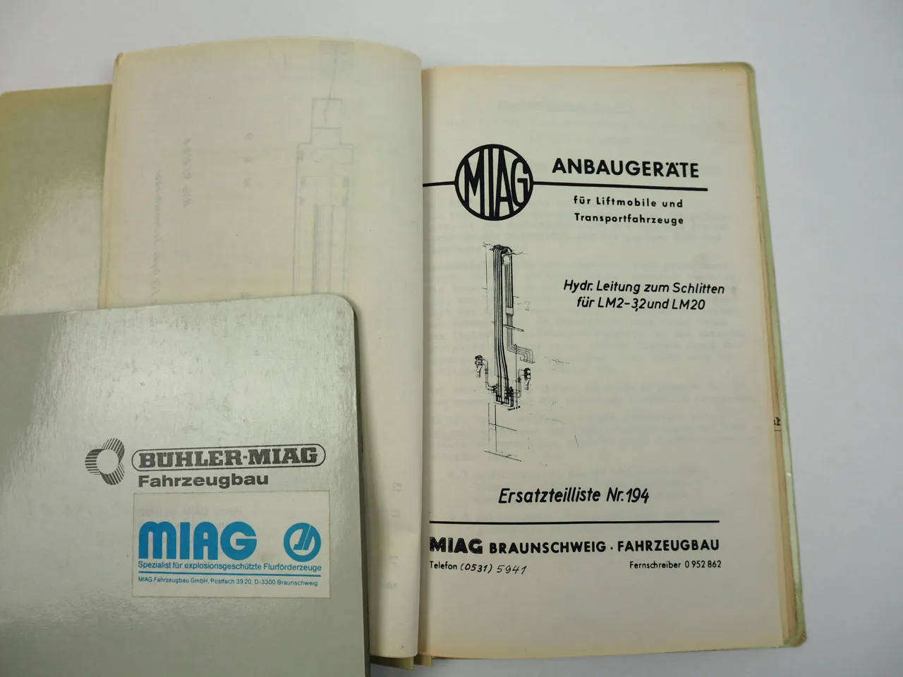 Bühler MIAG DFG3.2W Gabelstapler Bedienungsanleitung Ersatzteilliste Anbaugeräte