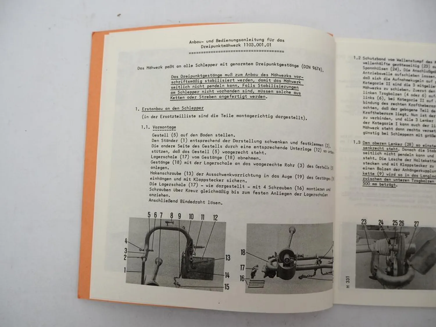 Busatis 1103 Mähwerk Dreipunktanbau f. IHC Deutz MF Betriebsanleitung ETL