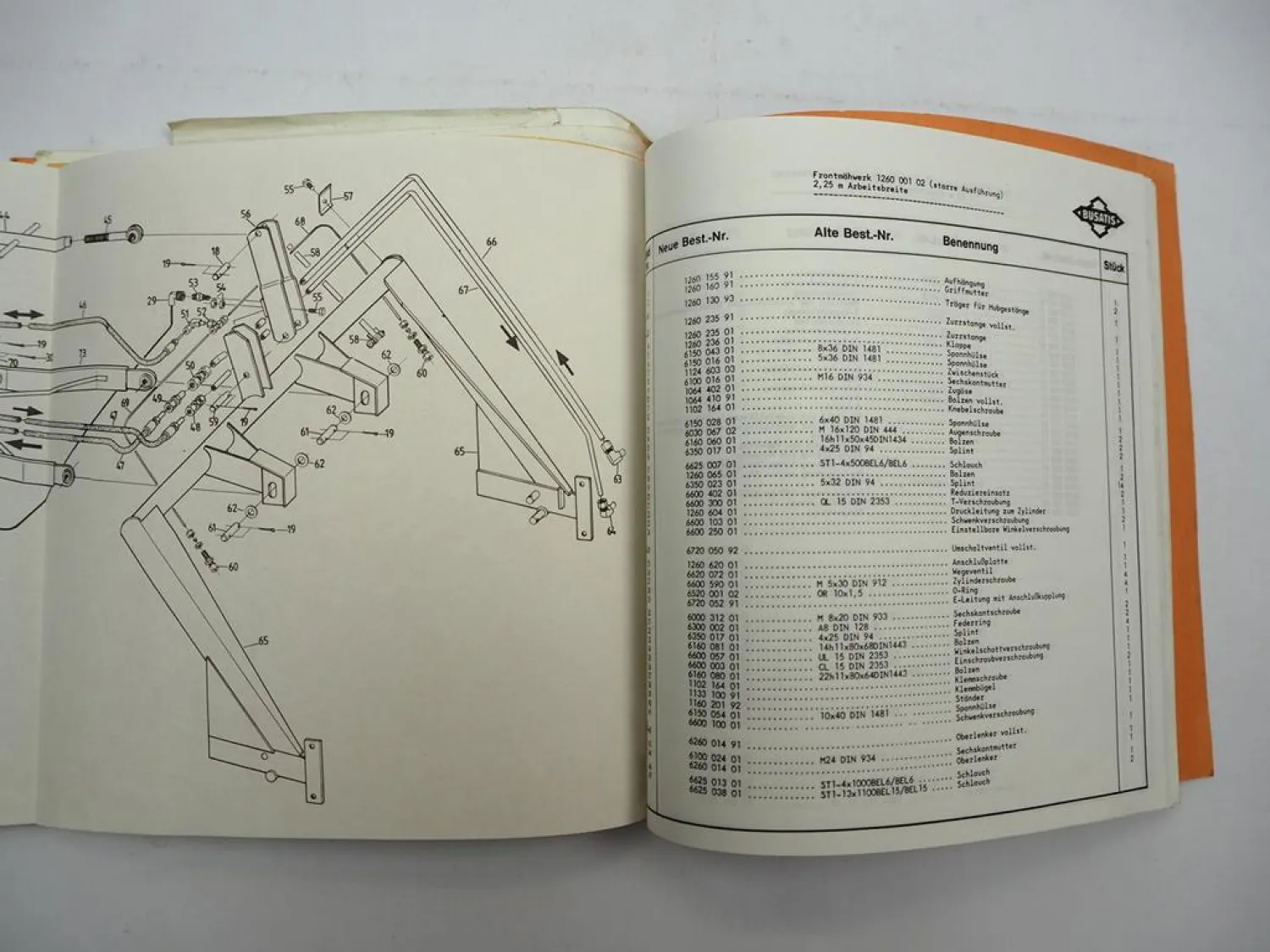 Busatis BM 1260 1265 Frontmähwerk f. IHC Betriebsanleitung Ersatzteilliste 1983