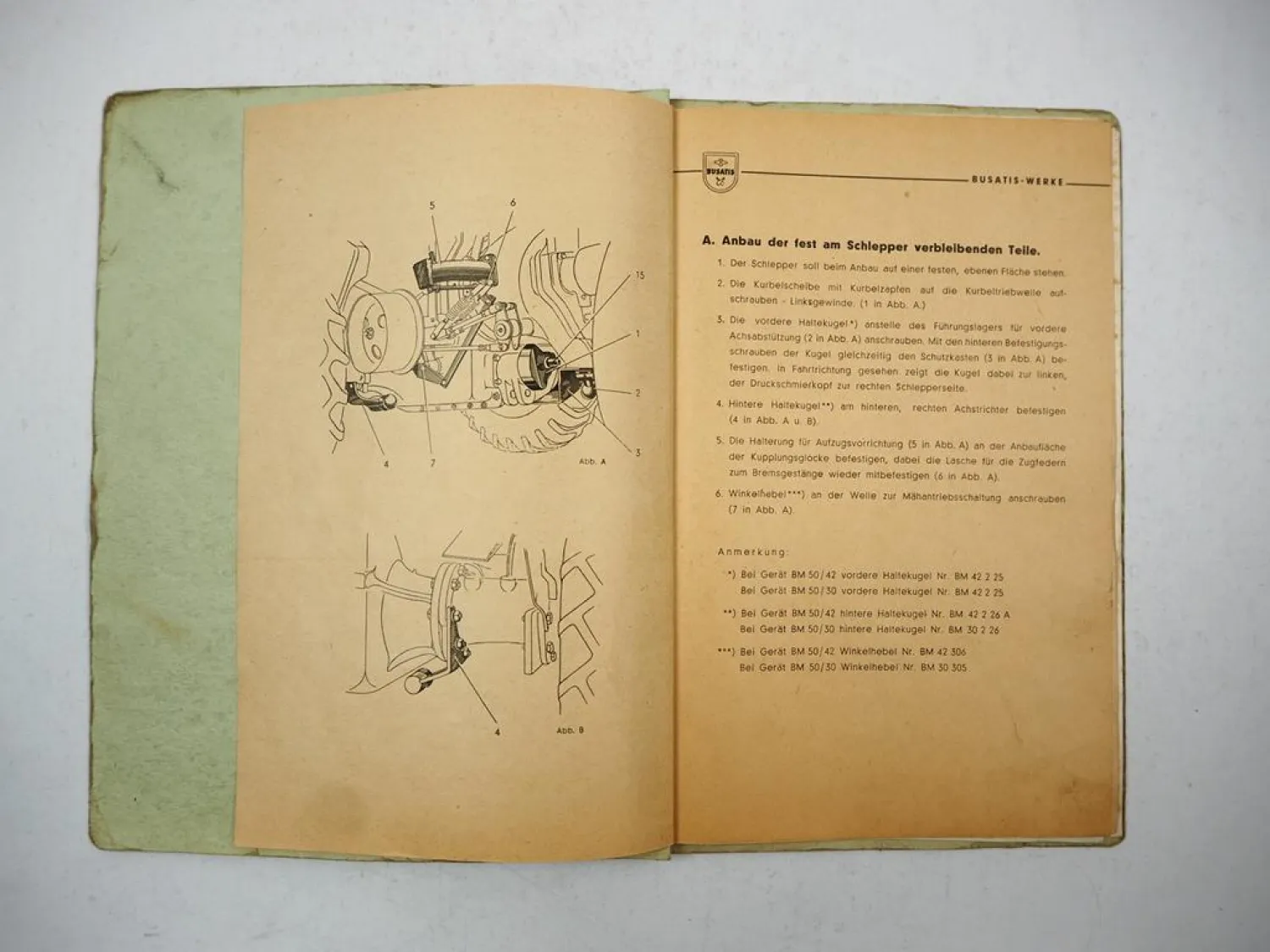 Busatis BM 50/42 50/30 Mähwerk für Deutz Betriebsanleitung Ersatzteilliste