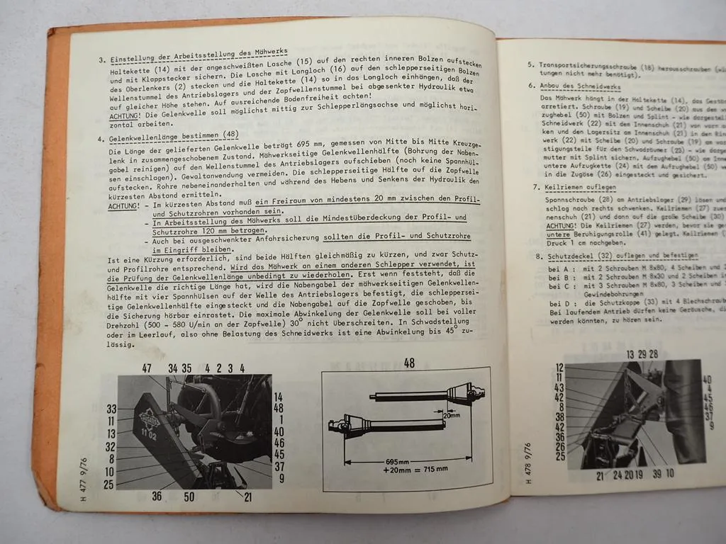 Busatis BM1102 Mähwerk für Deutz MF Fendt IHC Betriebsanleitung Ersatzteilliste