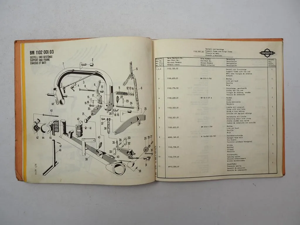 Busatis BM1102 Mähwerk für Deutz MF Fendt IHC Betriebsanleitung Ersatzteilliste